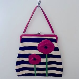 Moschino Cheap and Chick Blue White Red Framed Handle Multi- color Shoulder Bag